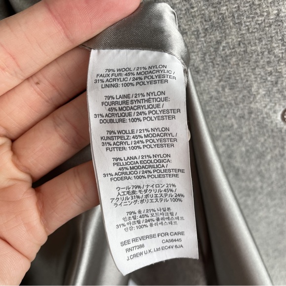 J. Crew Chateau Parka Italian Wool Stadium Cloth Coat Fur Hood B3901 Gray 00 - Picture 14 of 16